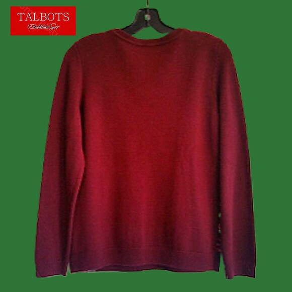 TALBOTS NEW Artsy Maximalism Lambswool Blend Medallion/Crystals Jewel Sweater M - Picture 8 of 12